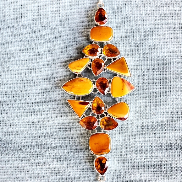 New Mookaite & Citrine 925 Silver Statement Bracelet. - Picture 7 of 13